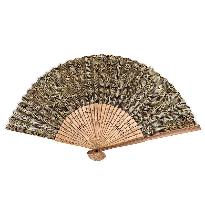 Abanico Japonés Mino Washi Ondas Negras