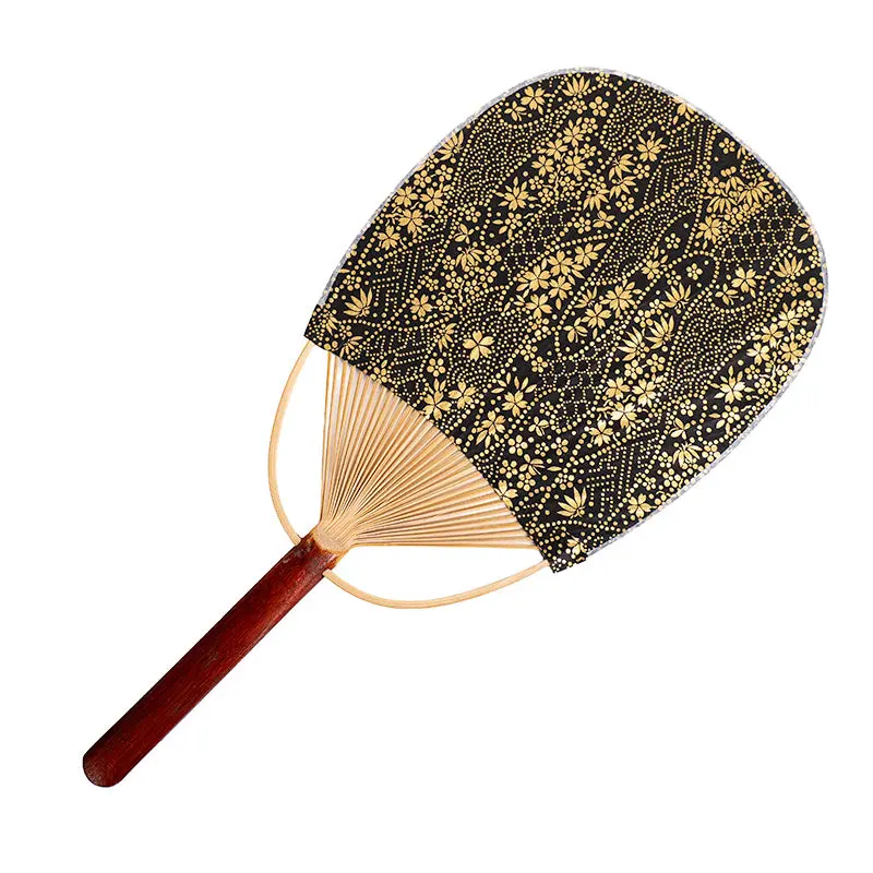 Abanico Japonés Uchiwa Washi Dorado