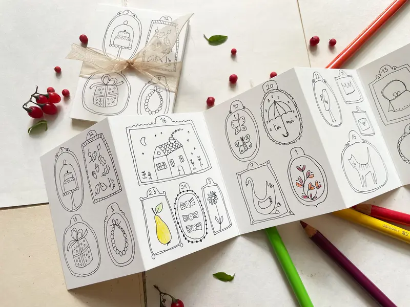 Accordéon de l'Avent à colorier
