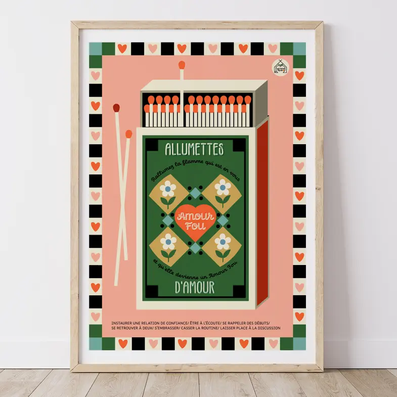 Affiche AMOUR FOU - Paquet d'Allumettes