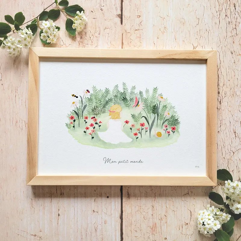 Affiche aquarelle · "Mon petit monde"