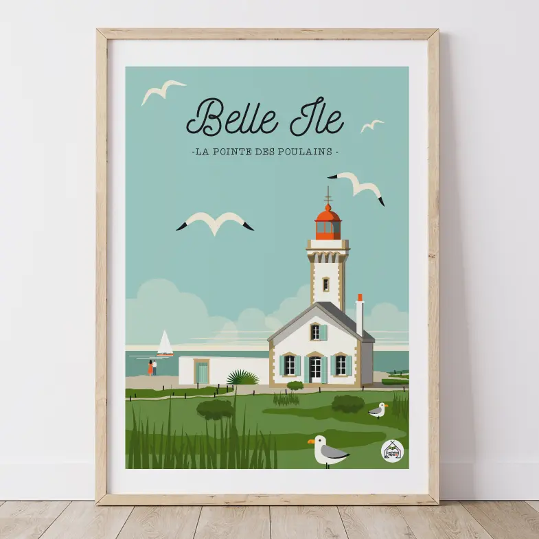 Affiche BELLE ILE EN MER - La Pointe des Poulains