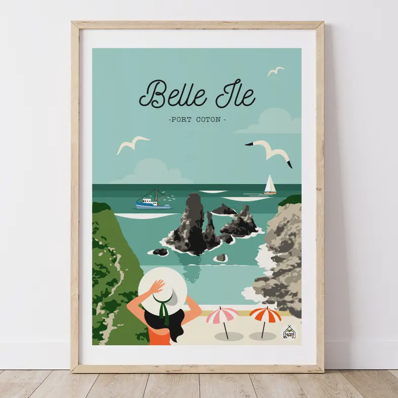 Affiche BELLE ILE EN MER - Port Coton