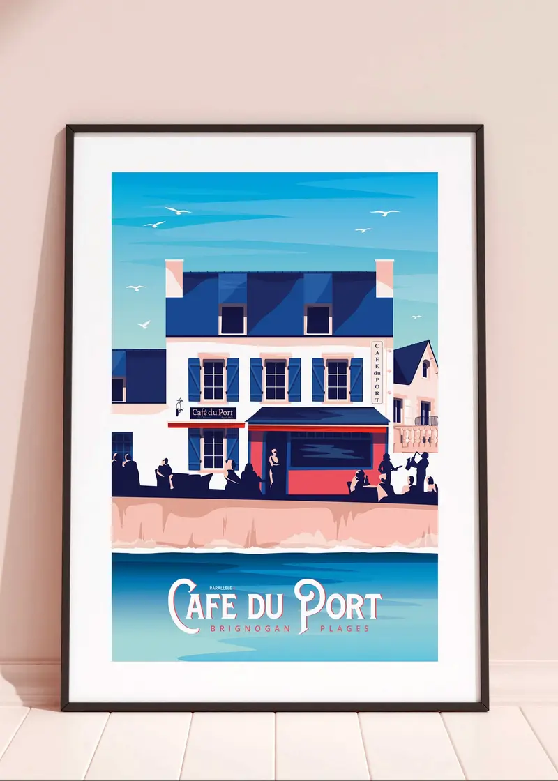 Affiche - Brignogan-Plages (Le Café du Port)