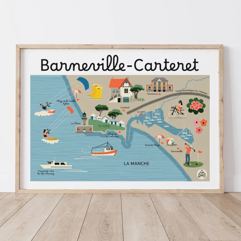 Affiche Carte Côtière BARNEVILLE-CARTERET