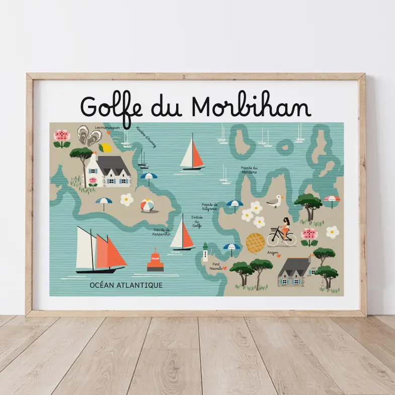Affiche GOLFE DU MORBIHAN - Carte Côtière