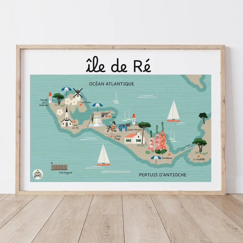 Affiche ÎLE DE RE - Carte Côtière