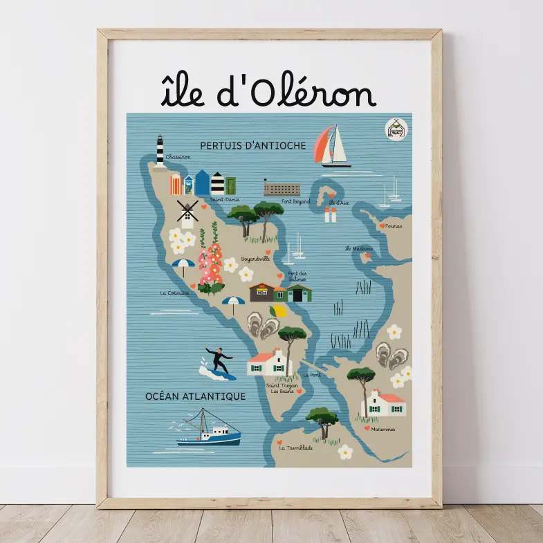 Affiche ÎLE D'OLERON - Carte Côtière