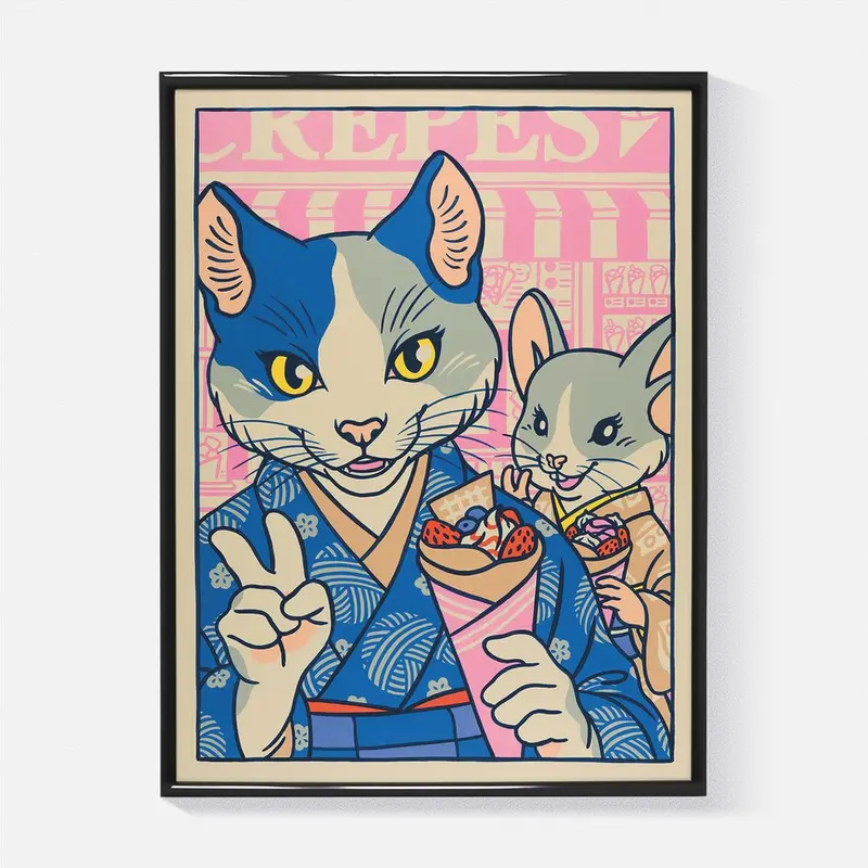 Affiche illustration japonaise - Après-midi à Harajuku