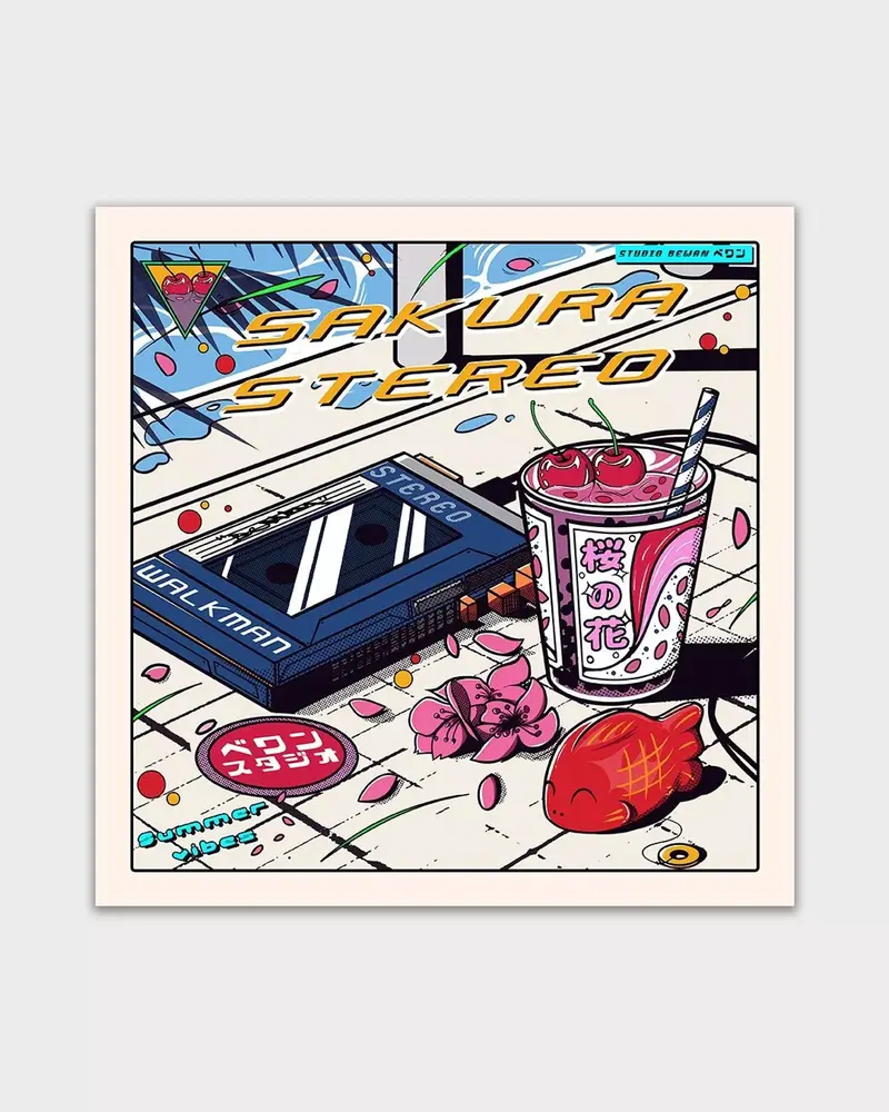 Affiche illustration japonaise - Sakura stereo
