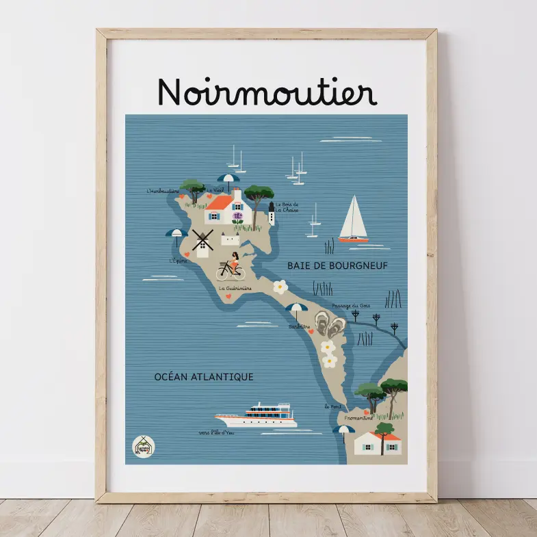 Affiche NOIRMOUTIER - Carte Côtière
