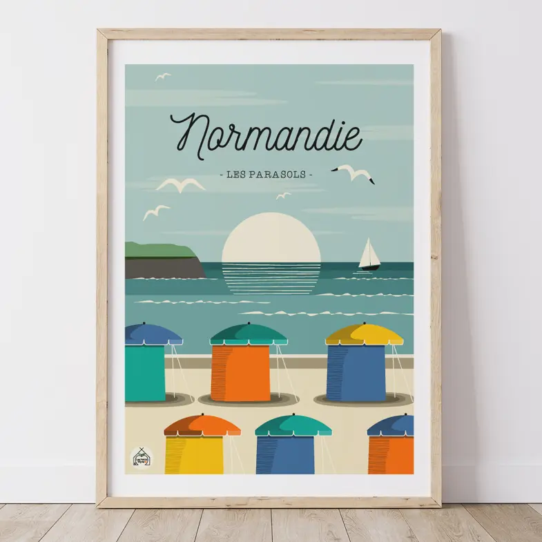 Affiche NORMANDIE - Les Parasols