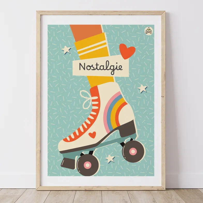 Affiche Nostalgie Patins à Roulette 80's