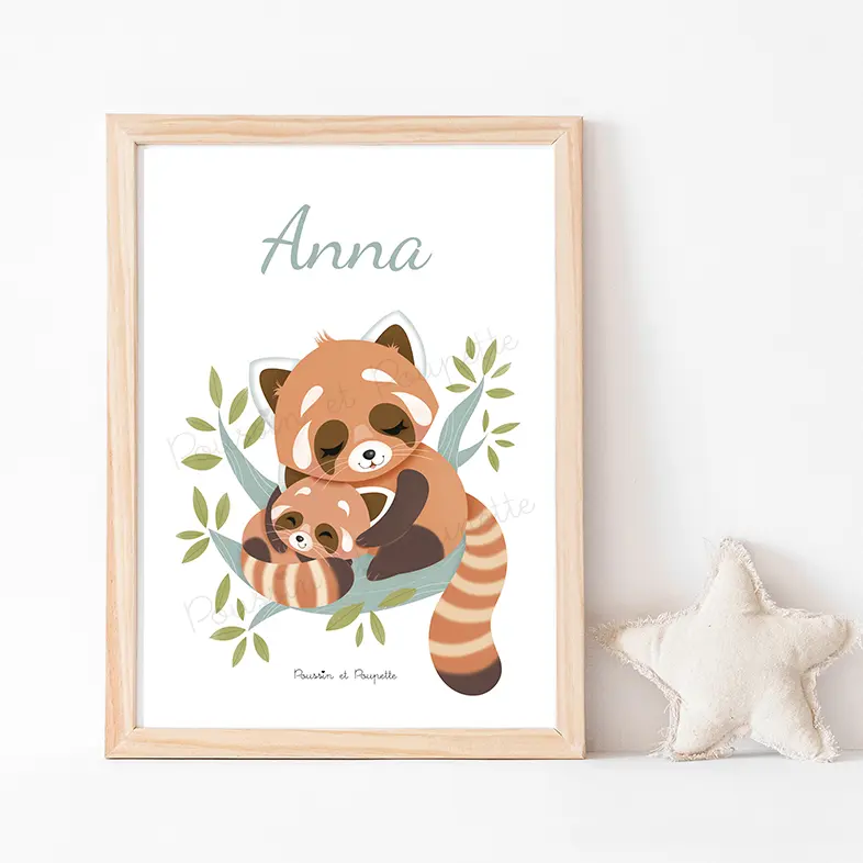 AFFICHE - PANDA ROUX Fond blanc
