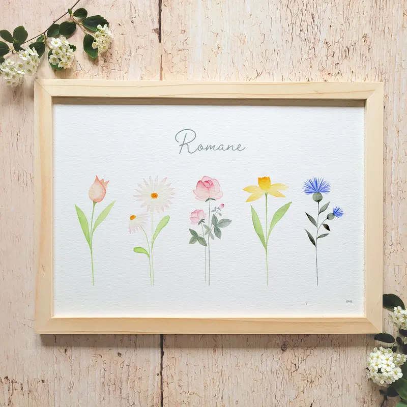 Affiche personnalisable enfant · Aquarelle "Dans mon jardin"