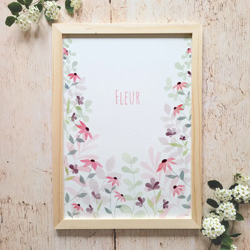 Affiche personnalisable enfant · Aquarelle "Les fleurs de Flo"