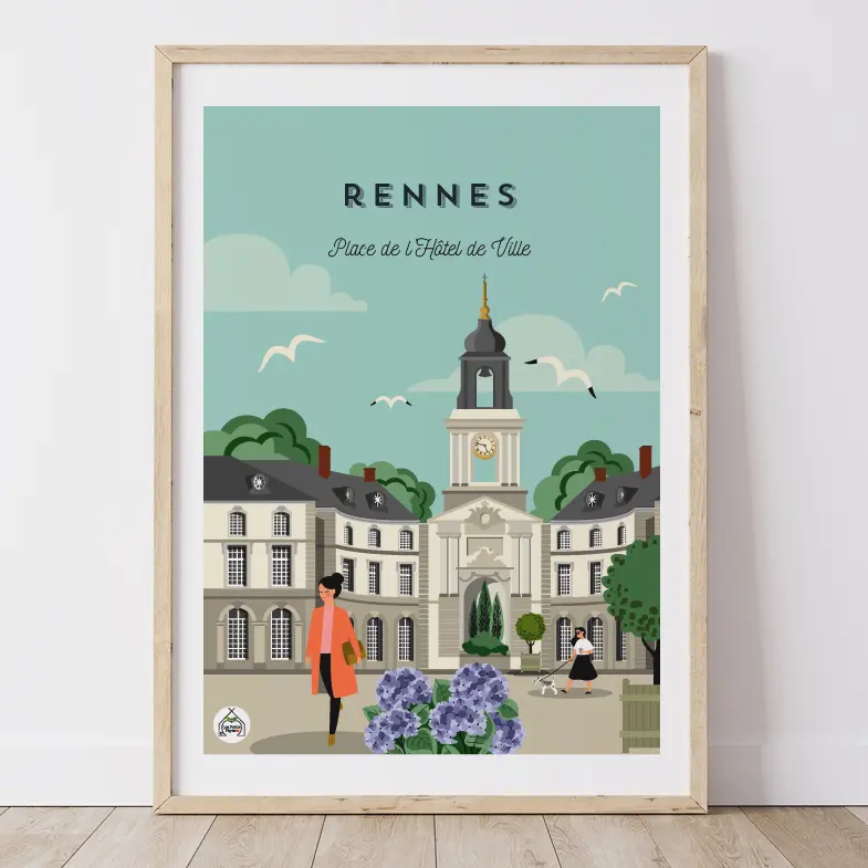 Affiche RENNES - Place de l'Hôtel de Ville