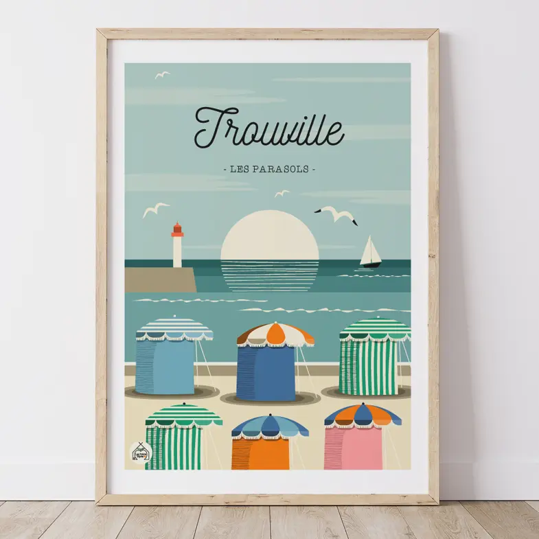 Affiche TROUVILLE - Les Parasols