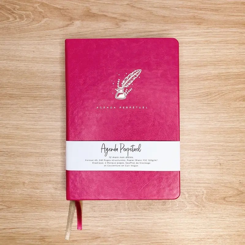 Agenda Perpétuel "Framboise" - Carnet A5