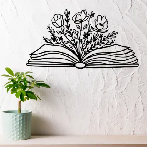 Art mural en métal sur le thème des livres