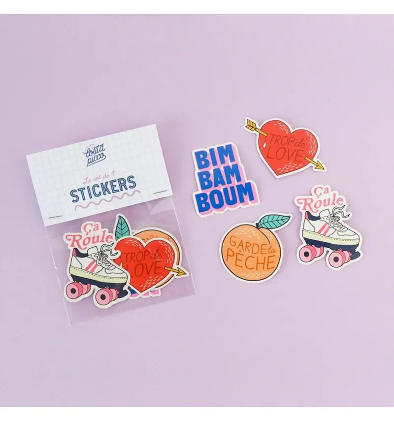 Autocollant - Lot de 4 stickers Garde la pêche, Ca roule...