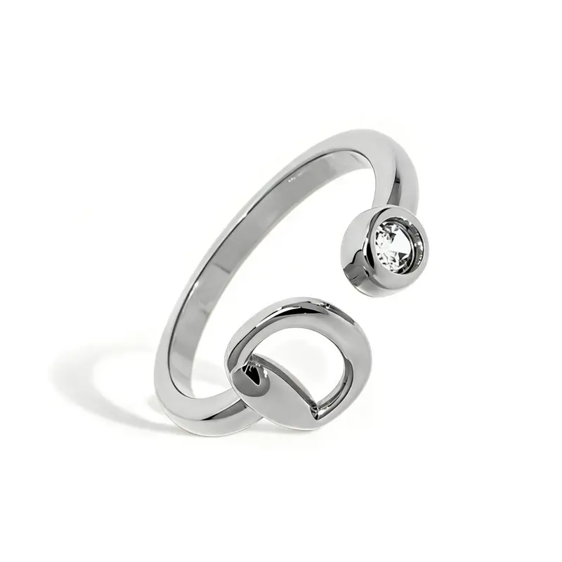 Bague - Mors de cheval et solitaire de zircons - Plaqué rhodium ou or