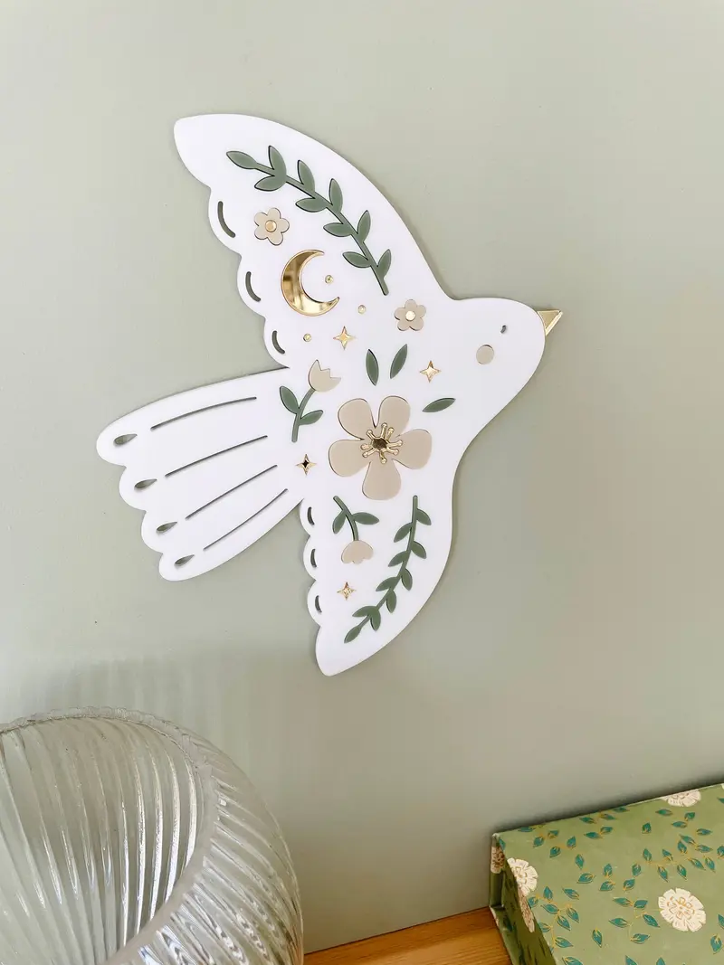 Bijou de mur - Colombe en fleurs