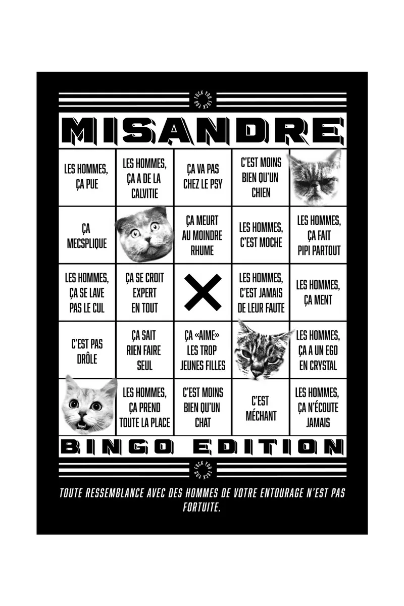 Bingo Misandre — Cartes postales & affiches féministes A3