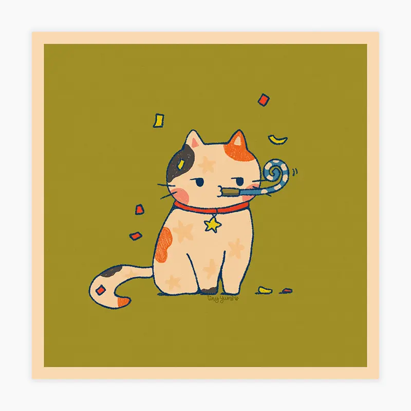 Birthday cat print #PR039