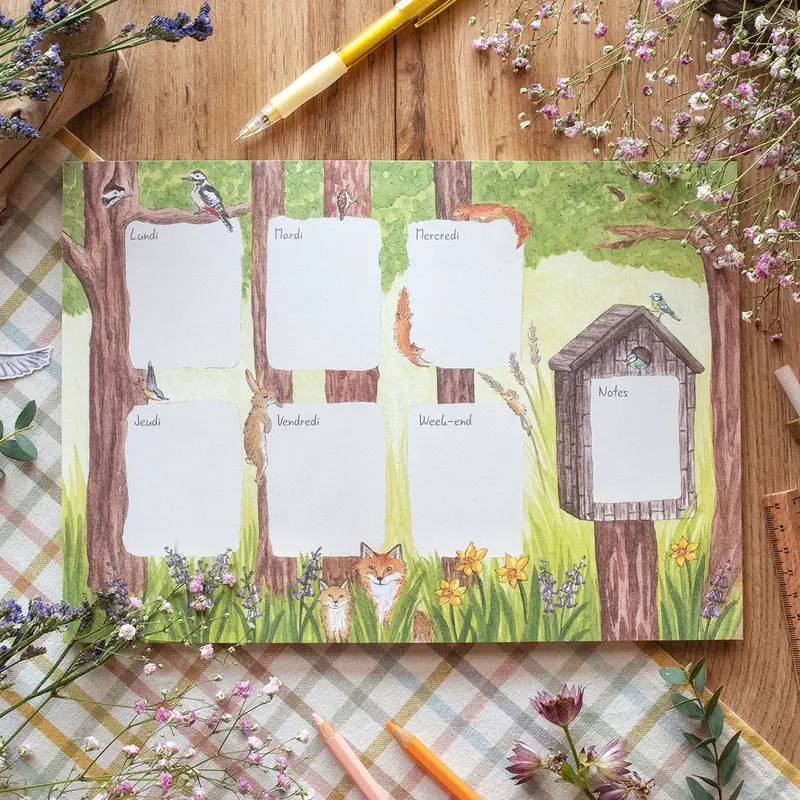 BLOC-NOTES SEMAINIER A l'orée de la forêt, A4 - papeterie