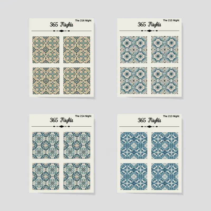 Blue Mediterranean Tiles Washi Sticker Pack