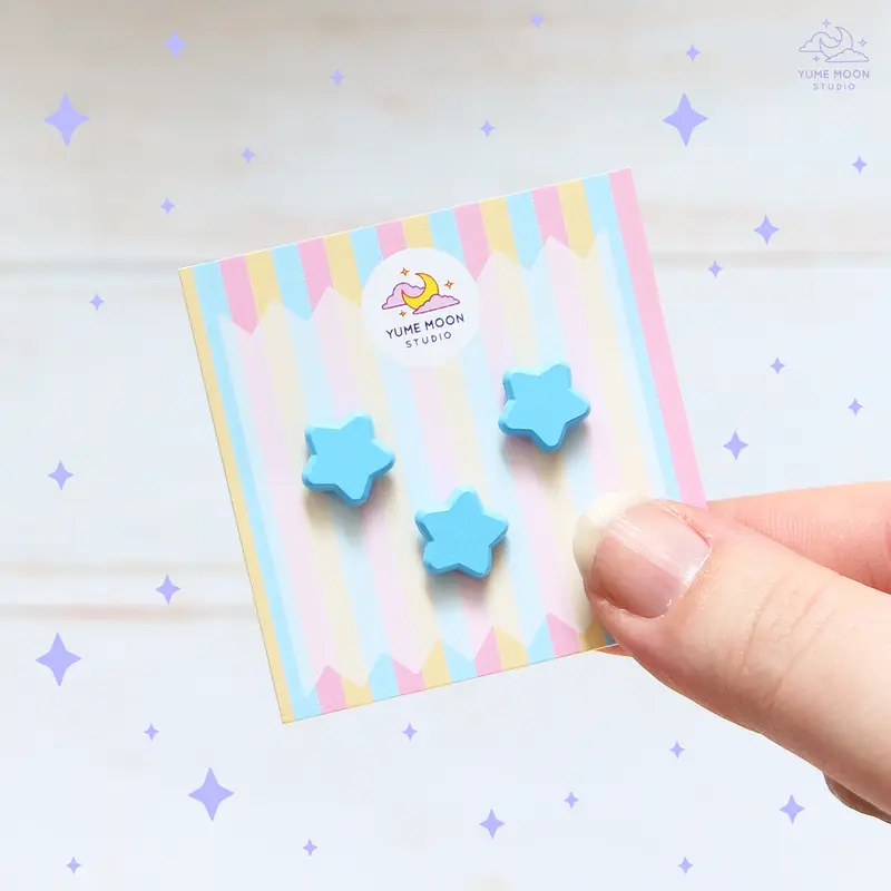 Blue Stars - Set of 3 Tiny Dyed Enamel Pin