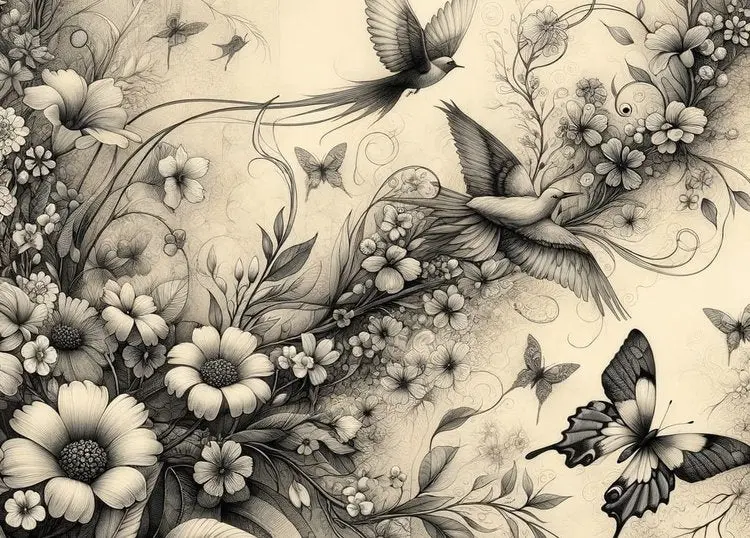 Botanique en papier de découpage noir et blanc par Mint