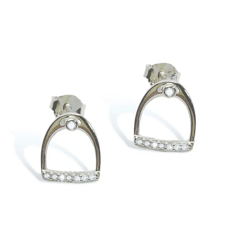Boucles d'oreilles Etrier équestre - argent massif et zircon ou plaqué or
