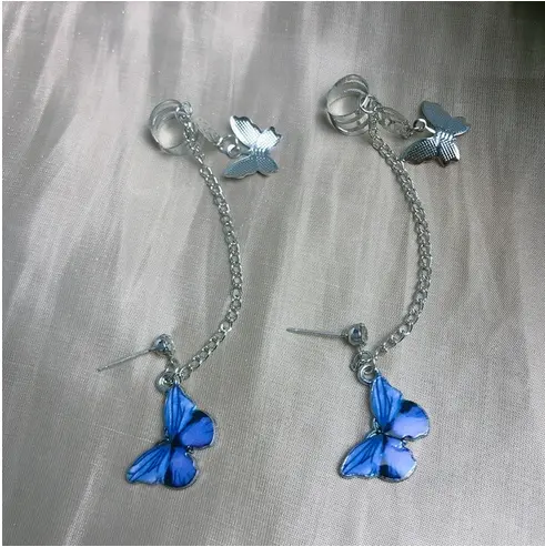 Boucles d'Oreilles Papillon Bleu Baroque