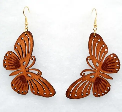 Boucles d'Oreilles Papillon Bois