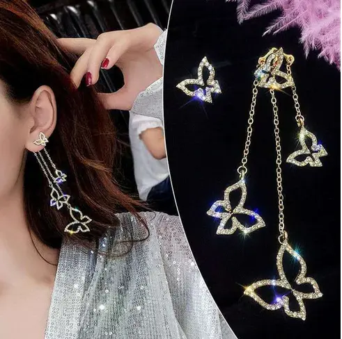 Boucles d'Oreilles Papillon Brillantes