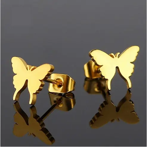 Boucles d'Oreilles Papillon en Couleur Or