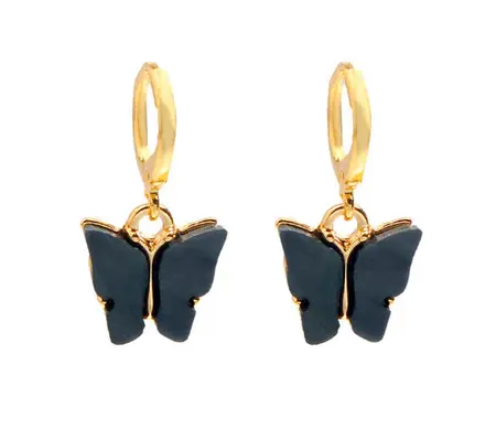 Boucles d'Oreilles Papillon Noir
