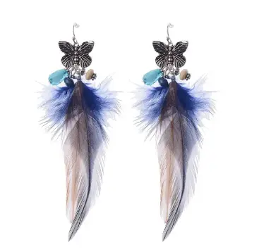 Boucles d'Oreilles Papillon Plumes