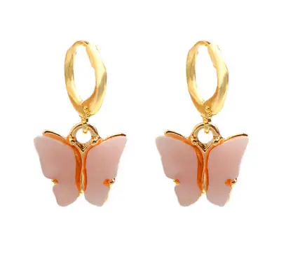 Boucles d'Oreilles Papillon Rose