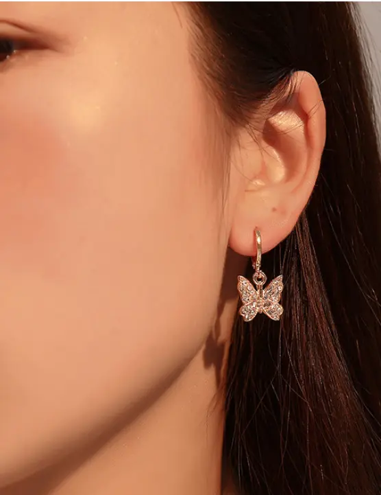 Boucles d'Oreilles Papillon Strass