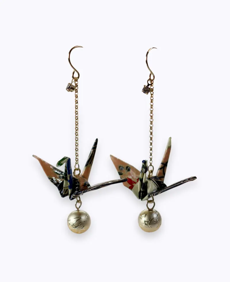 Boucles d'oreilles Tsuru Origami noir