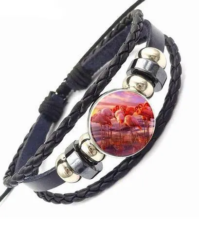 Bracelet Cuir Flamant Rose Camargue