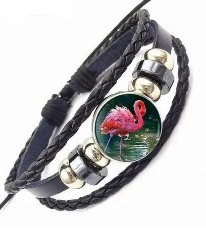Bracelet Cuir Flamant Rose Fille