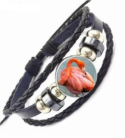 Bracelet Cuir Flamant Rose Tendance