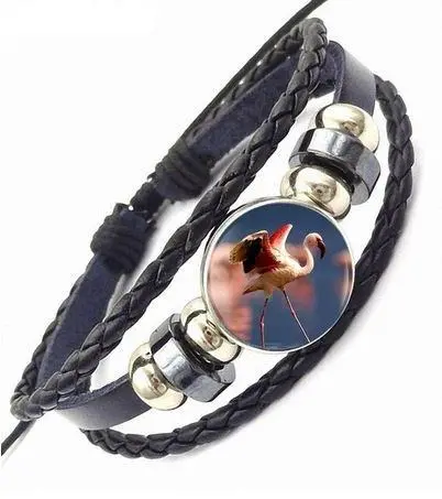 Bracelet Cuir Flamant Rose Unisexe