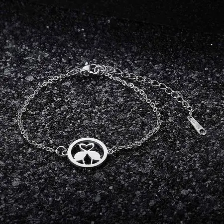 Bracelet Flamant Rose Argenté