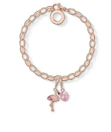 Bracelet Flamant Rose Plaqué Doré Rose