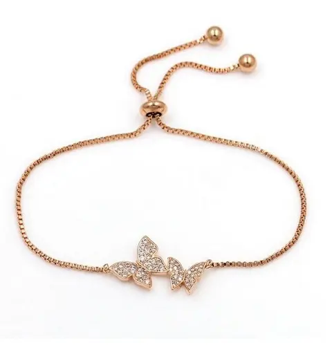 Bracelet Papillon Couleur Or Rose